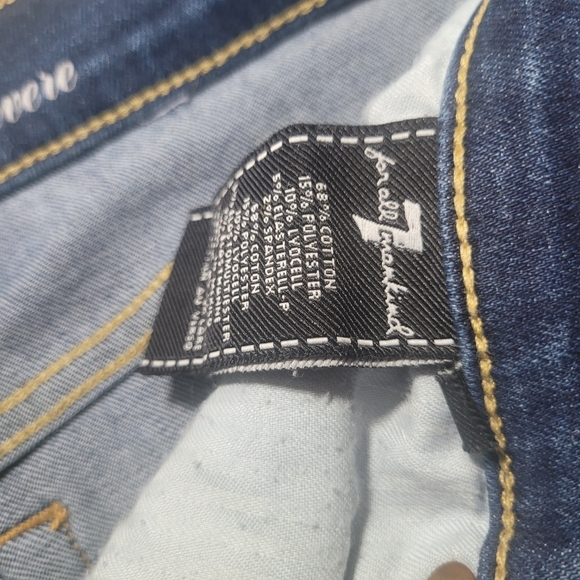 7 For All Mankind Gwenevere Blue Waters Mid Skinny Frayed Denim Jean - Picture 7 of 11